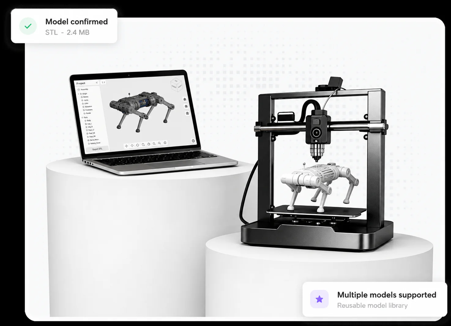 Parametric mechanical part prepared for an external 3D printing workflow